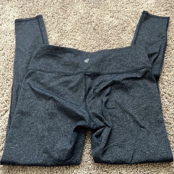 Athleta Heathered Blue Workout Leggings with Ankle Slits - Picture 4 of 5